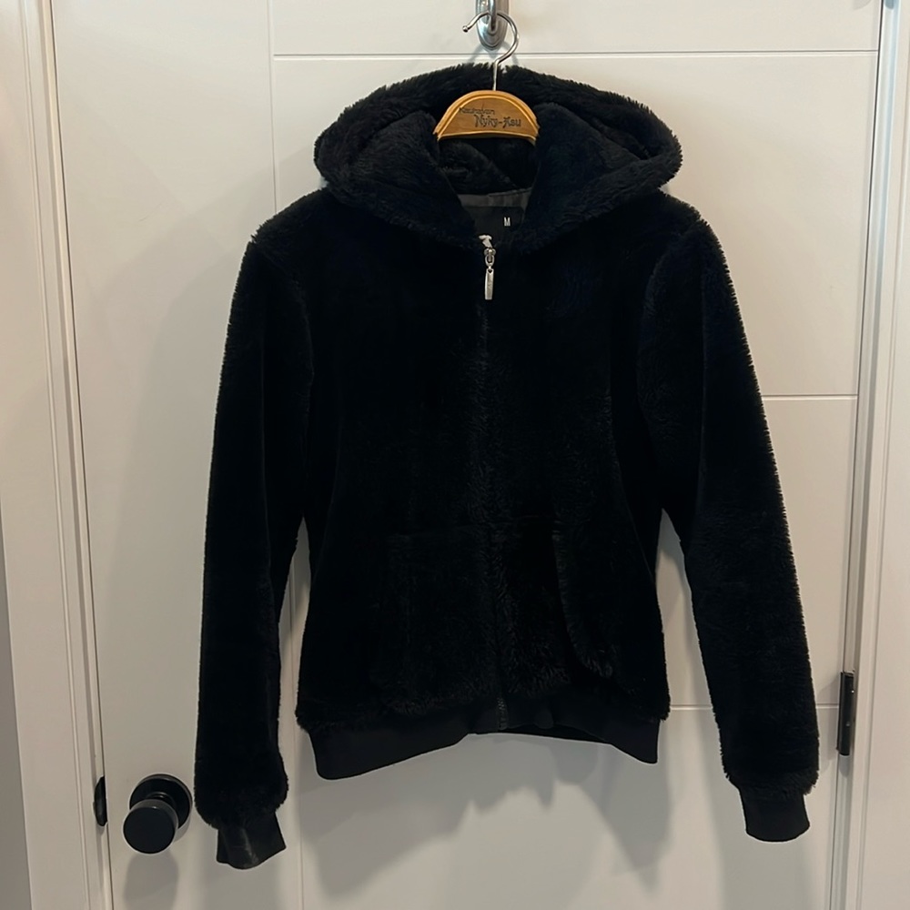 American Stitch Black Faux Fur Hooded Ski Jacket